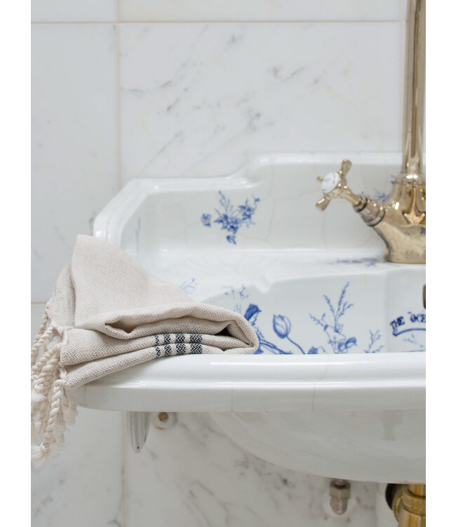 hamam gastendoek linnen zwart 30x50cm