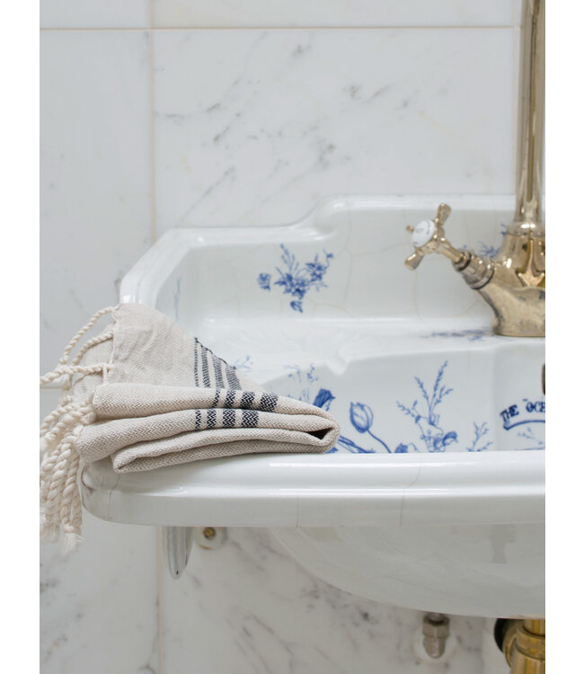 hamam gastendoek linnen zwart 30x50cm