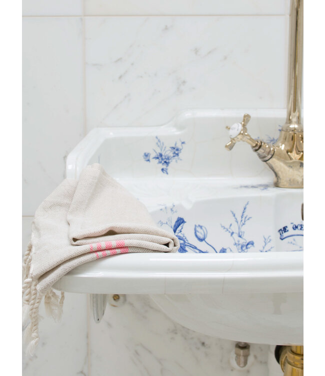 hamam gastendoek linnen zuurstokroze 30x50cm