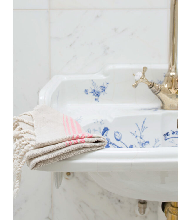 hamam gastendoek linnen zuurstokroze 30x50cm