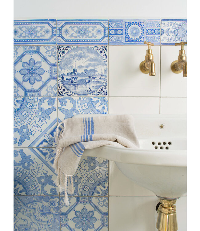 hamam gastendoek linnen grieksblauw 30x50cm