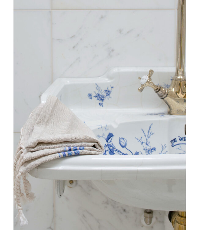 hamam gastendoek linnen grieksblauw 30x50cm