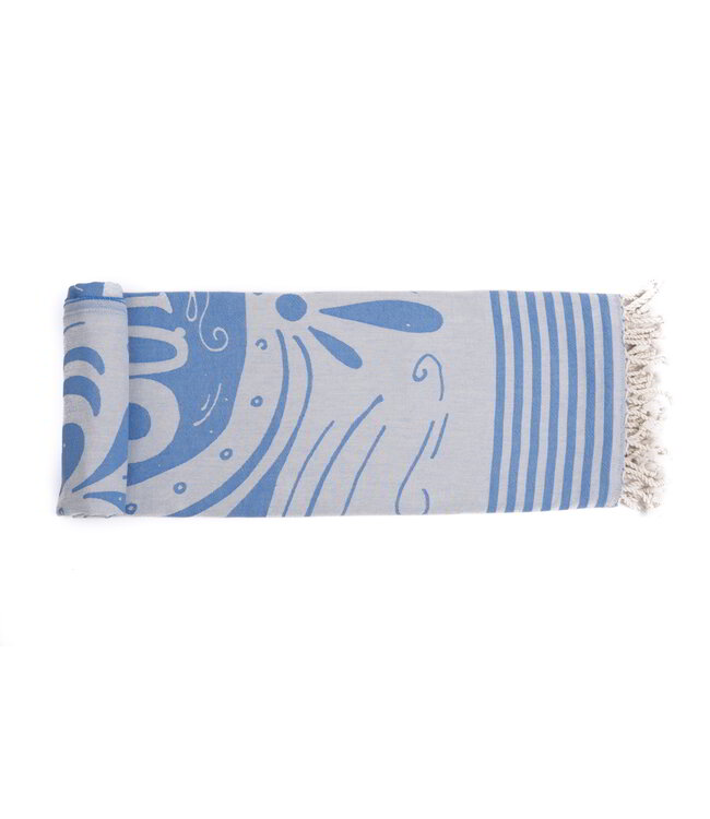 hamamdoek Hello Summer blue 175x100cm