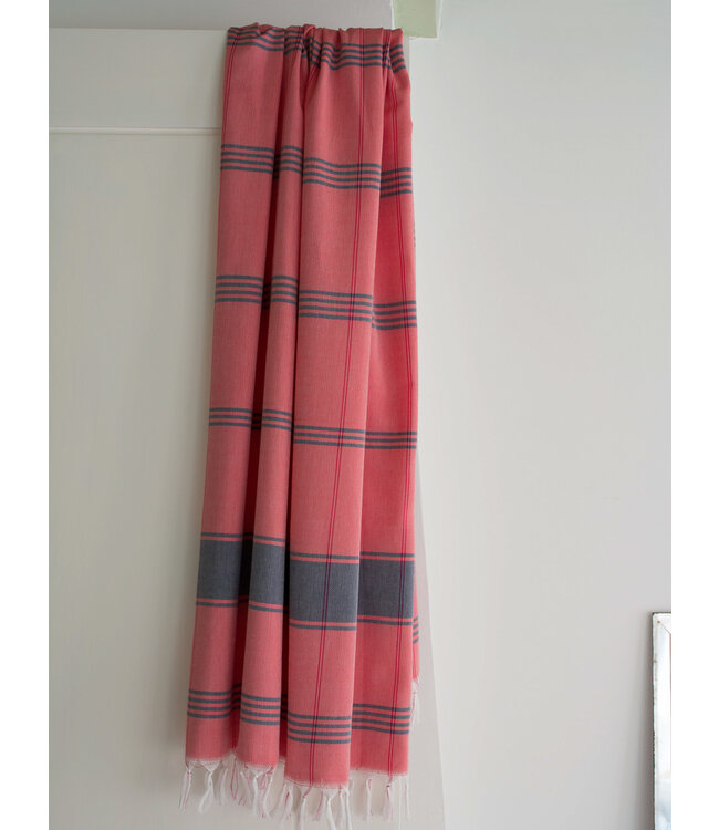 organic hamamdoek biokatoen koraalrood 170x100cm