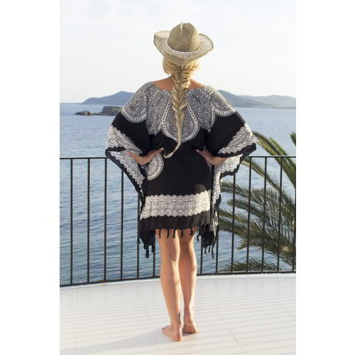 Call it Fouta! strandtuniek Flower black white Call it Fouta! strandtuniek Flower black white