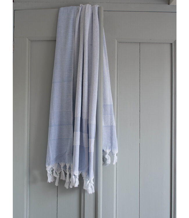 hamamdoek met badstof blauw 170x95cm