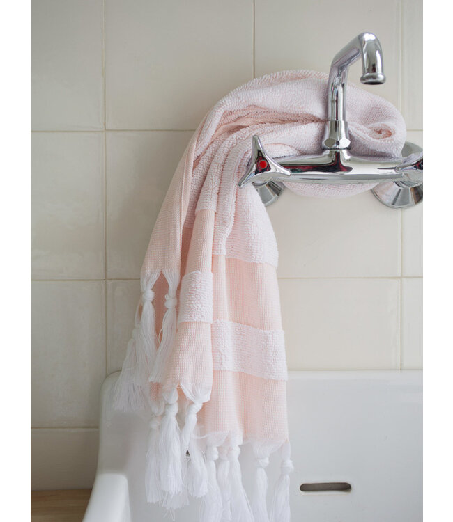 kleine hamamdoek met badstof perzik 90x48cm
