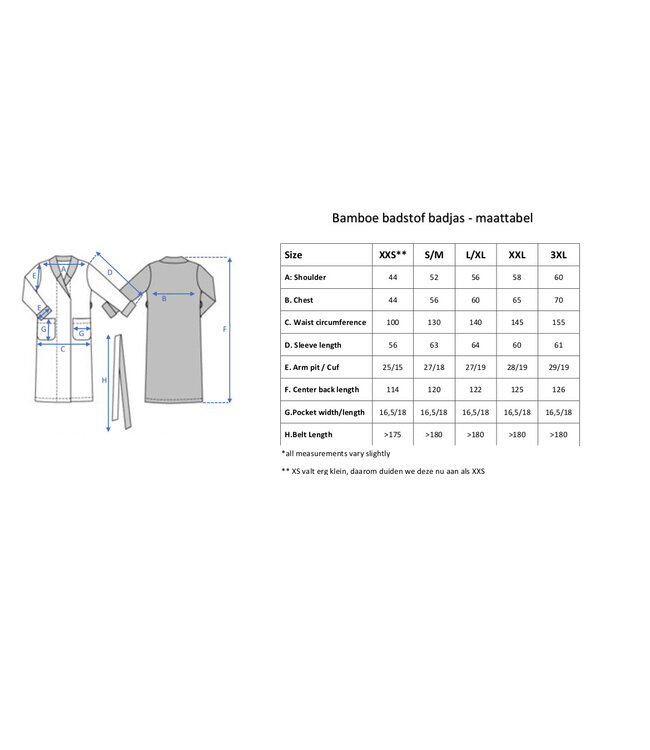 Bamboe badjas voor sauna in zwart