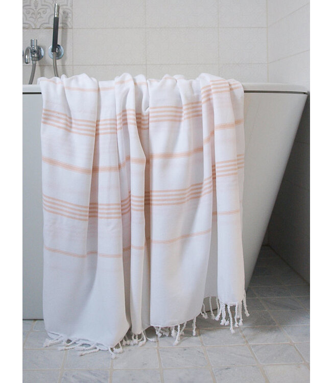 hamam strandlaken wit perzik 220x160cm