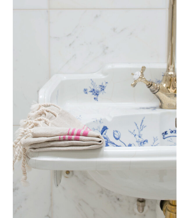 hamam gastendoek linnen fuchsia 30x50cm