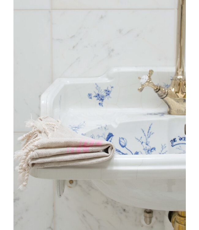 hamam gastendoek linnen sorbetroze 30x50cm