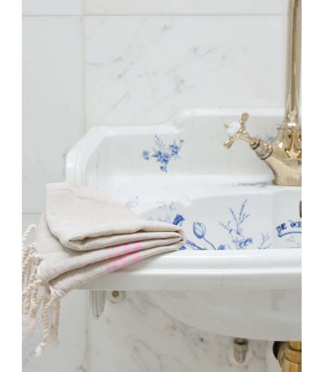 hamam gastendoek linnen sorbetroze 30x50cm