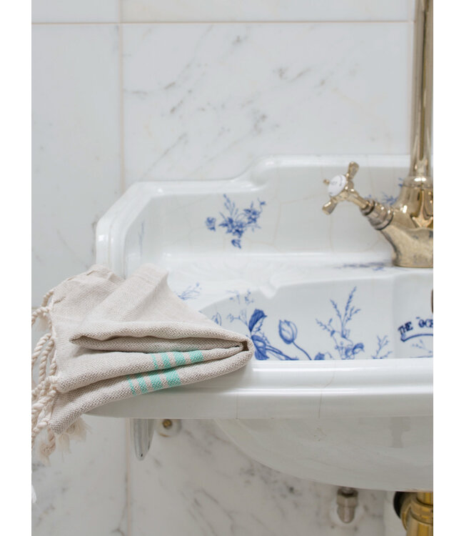 hamam gastendoek linnen donkerzeegroen 30x50cm