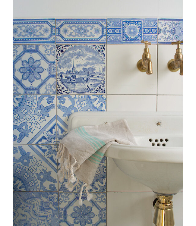 hamam gastendoek linnen donkerzeegroen 30x50cm