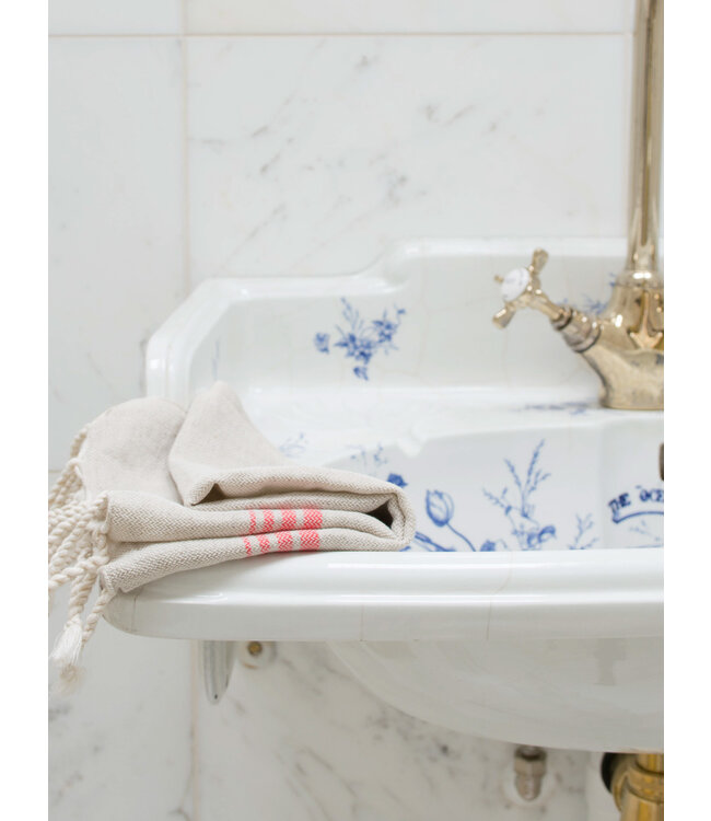 hamam gastendoek linnen koraalrood 30x50cm