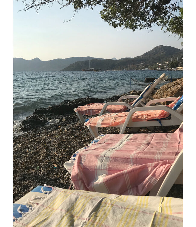 organic hamamdoek biokatoen poederroze wit 170x100cm