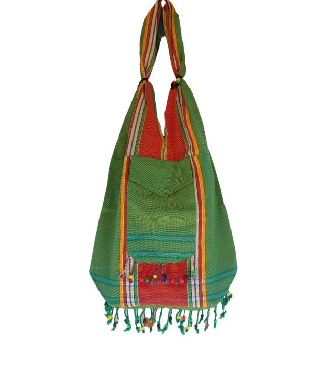 Kikoy beach bag green orange