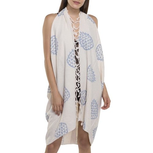 Lalay Pareo tuniek hand printed blue Lalay Pareo tuniek hand printed blue