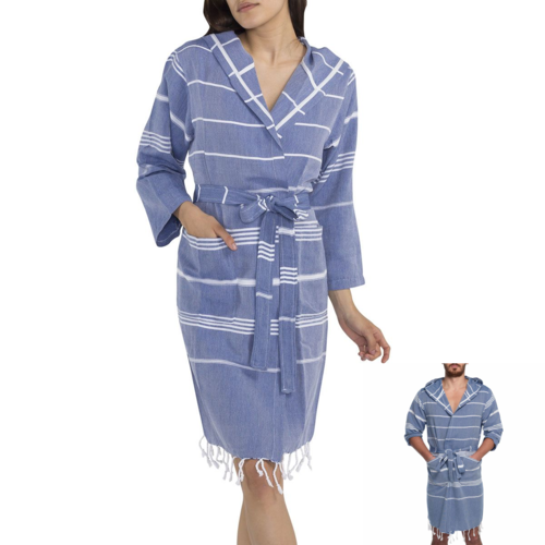 Lalay korte hamam badjas Leyla royal blue Lalay korte hamam badjas Leyla royal blue