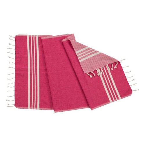 Lalay kleine hamamdoek Krem Sultan fuchsia Lalay kleine hamamdoek Krem Sultan fuchsia