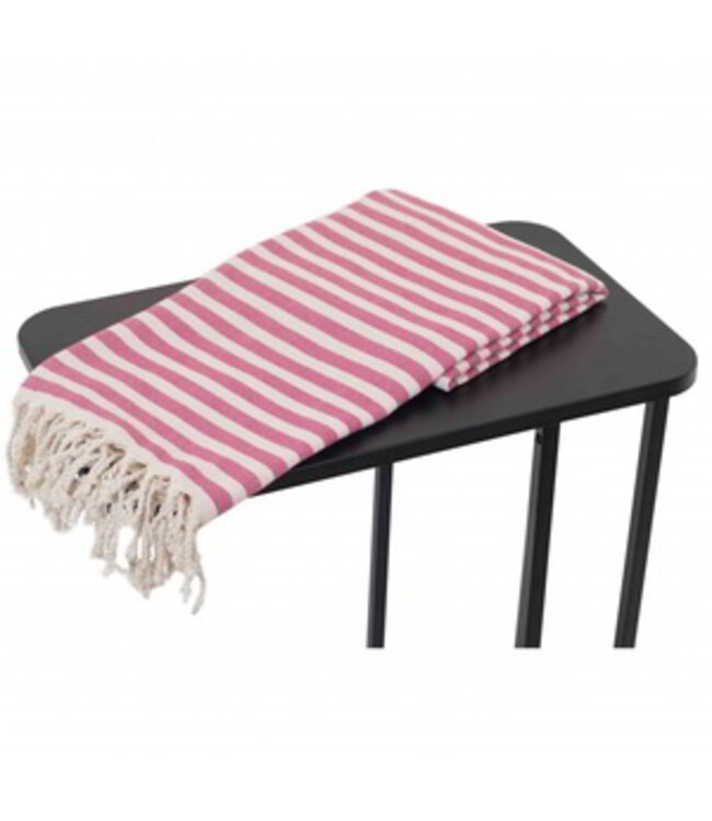 hamamdoek natural pink stripes 180x90cm