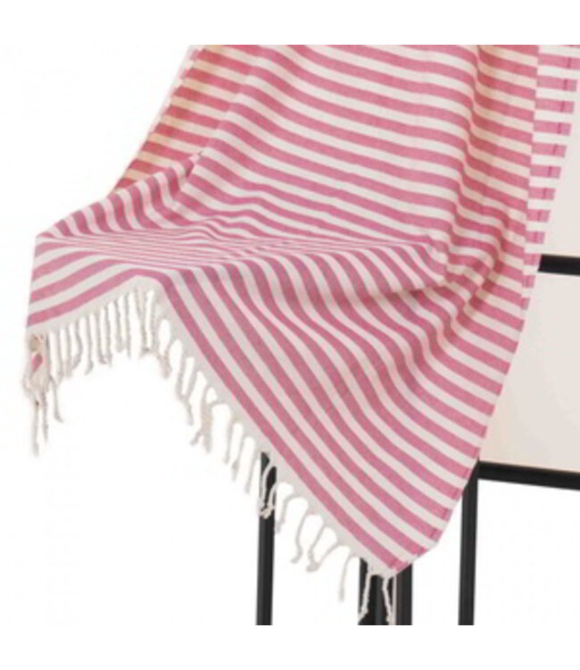 hamamdoek natural pink stripes 180x90cm