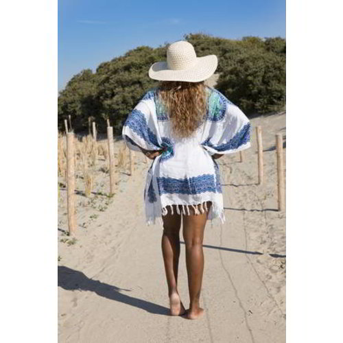 Call it Fouta! strandtuniek Flower white blue turquoise