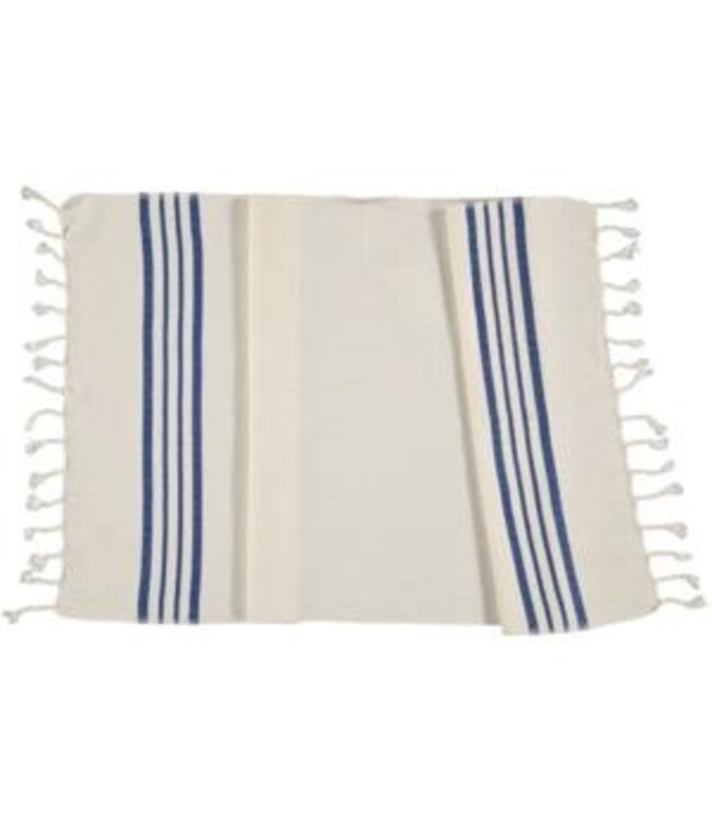 kleine hamamdoek Krem Sultan natural royal blue 100x50cm