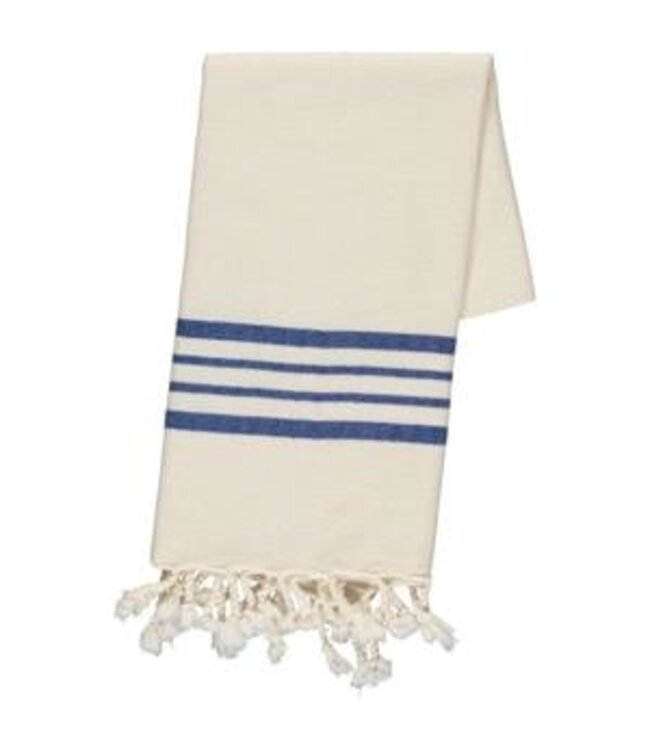 kleine hamamdoek Krem Sultan natural royal blue 100x50cm