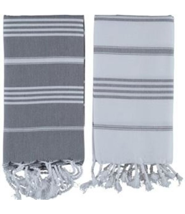 kleine hamamdoek Leyla white dark grey 100x50cm