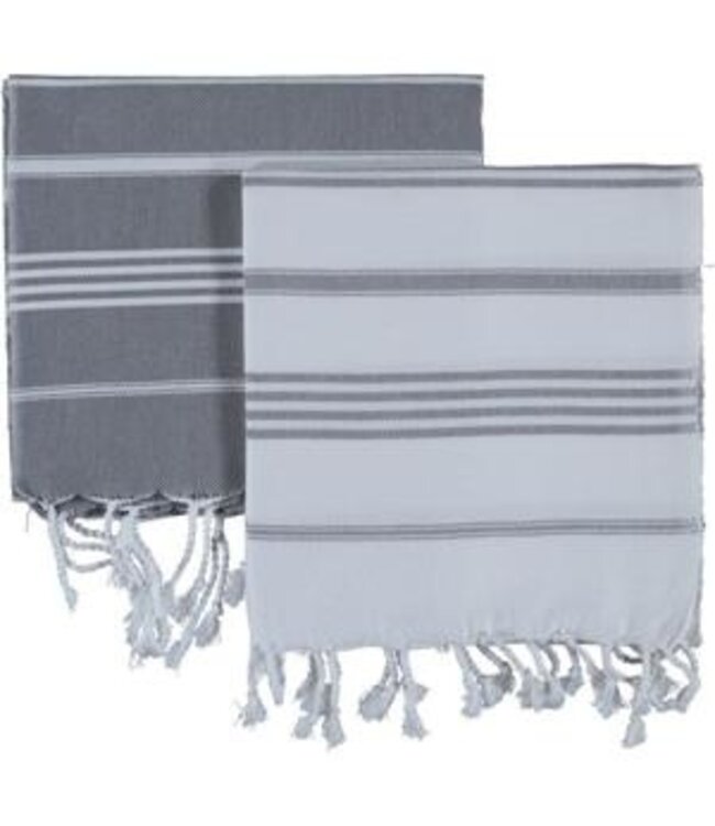 kleine hamamdoek Leyla white dark grey 100x50cm