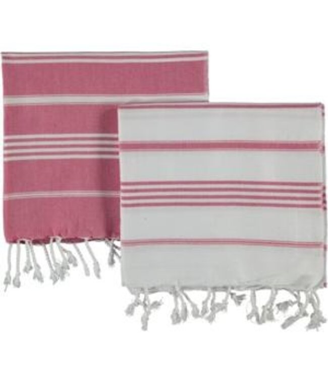 kleine hamamdoek Leyla white fuchsia 100x50cm