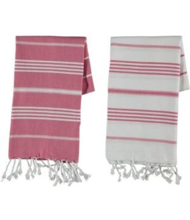 kleine hamamdoek Leyla white fuchsia 100x50cm