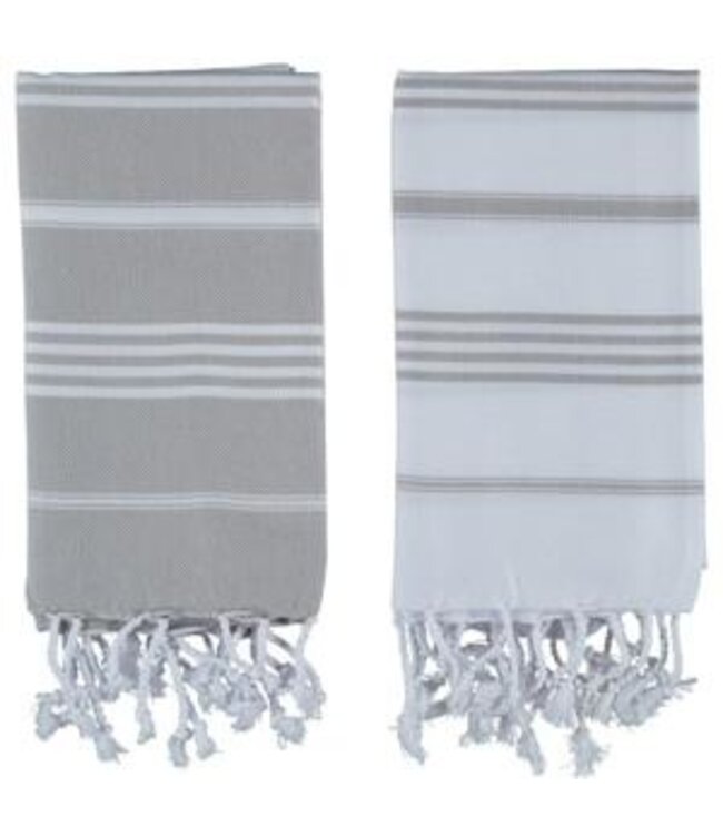 kleine hamamdoek Leyla white taupe 100x50cm