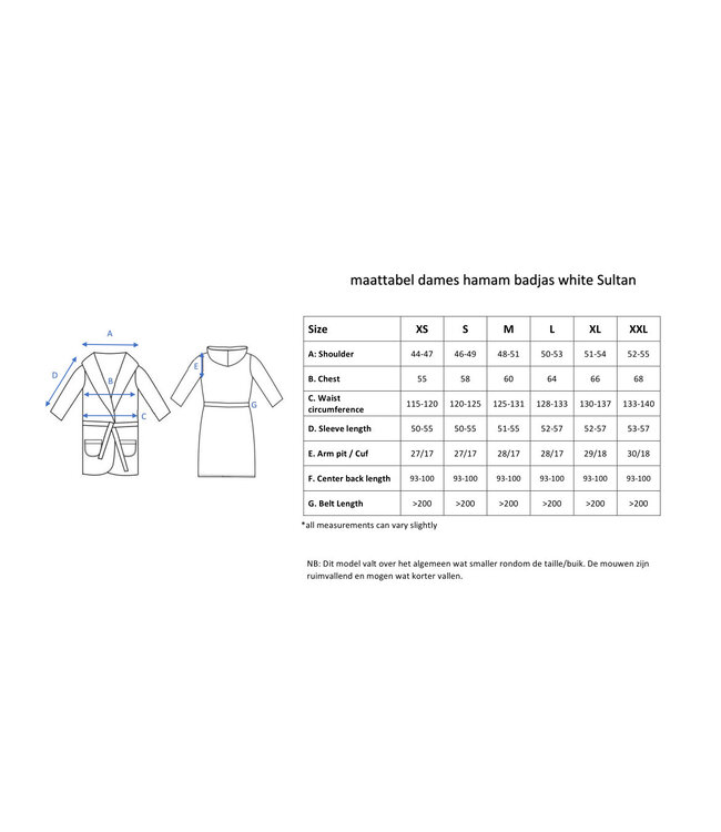 gevoerde hamam badjas Sun white black