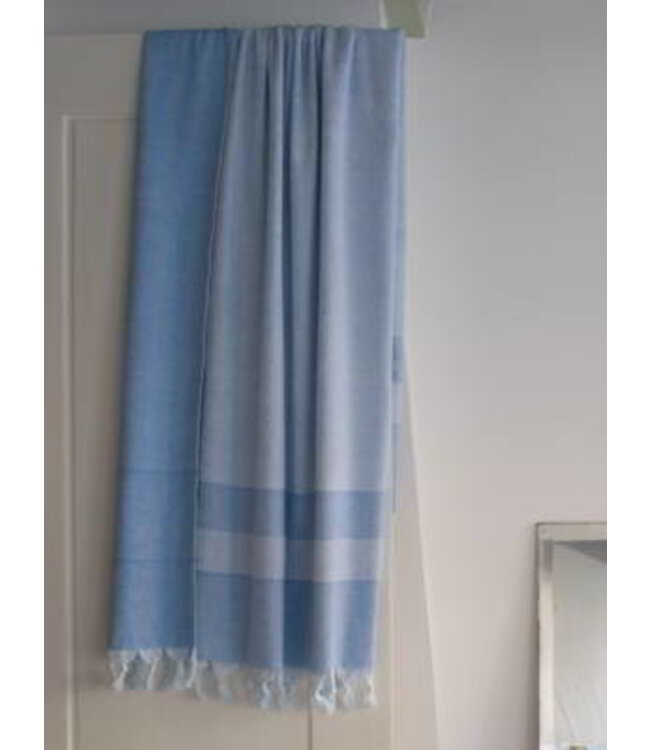 hamamdoek met badstof mediteraanblauw 170x95cm