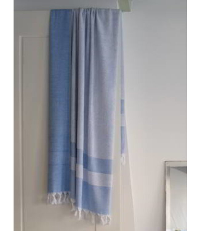 hamamdoek met badstof oceaanblauw 170x95cm