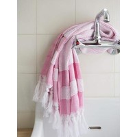 kleine hamamdoek met badstof fuchsia