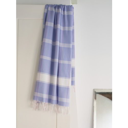 Ottomania organic hamamdoek biokatoen lavendelblauw wit