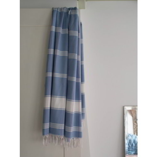 Ottomania organic hamamdoek biokatoen blauw wit