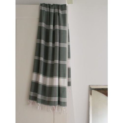 Ottomania organic hamamdoek biokatoen dennengroen wit Ottomania organic hamamdoek biokatoen dennengroen wit