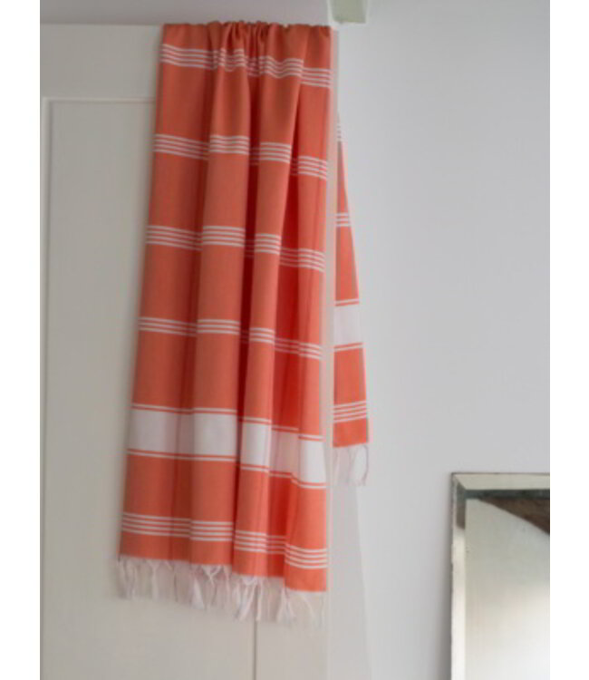 organic hamamdoek biokatoen mandarijn wit 170x100cm