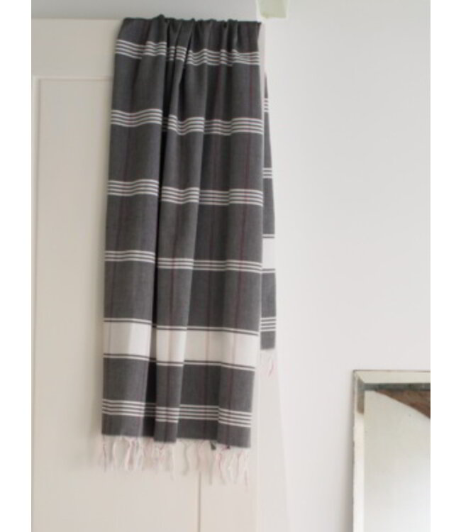 organic hamamdoek biokatoen zwart wit 170x100cm