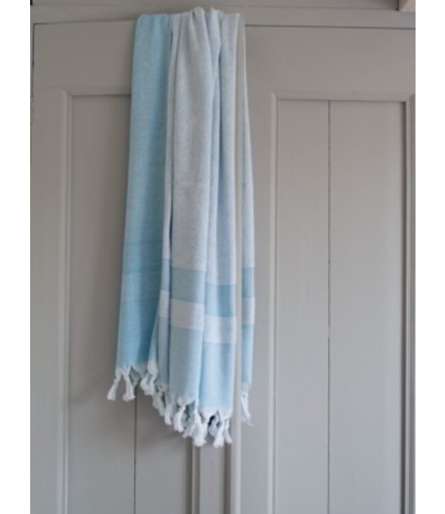 hamamdoek met badstof aqua 170x95cm
