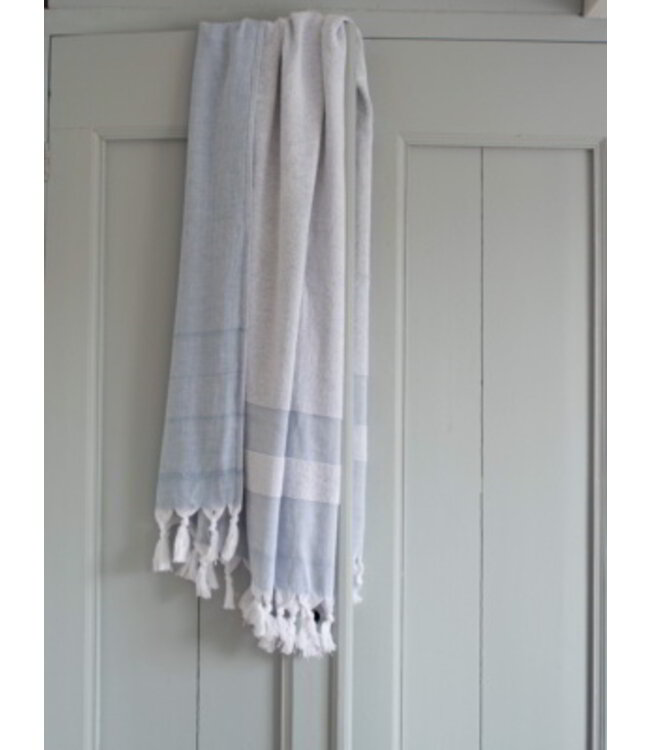 hamamdoek met badstof staalblauw 170x95cm