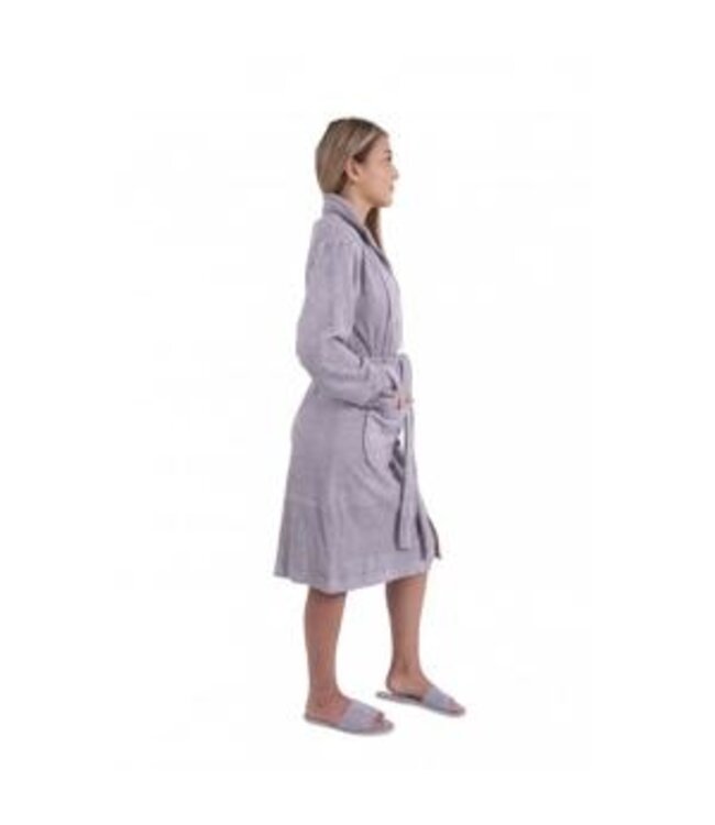 badjas met rits bamboe grijs