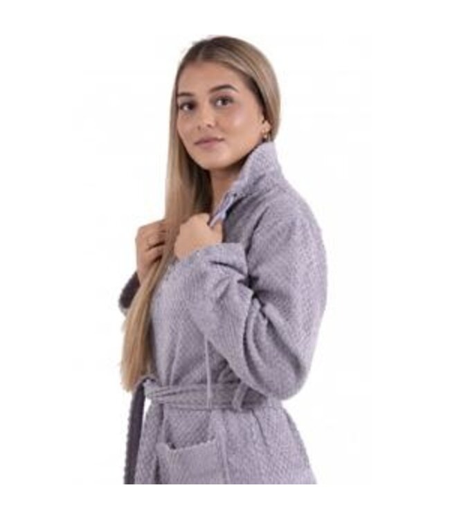 badjas met rits bamboe grijs