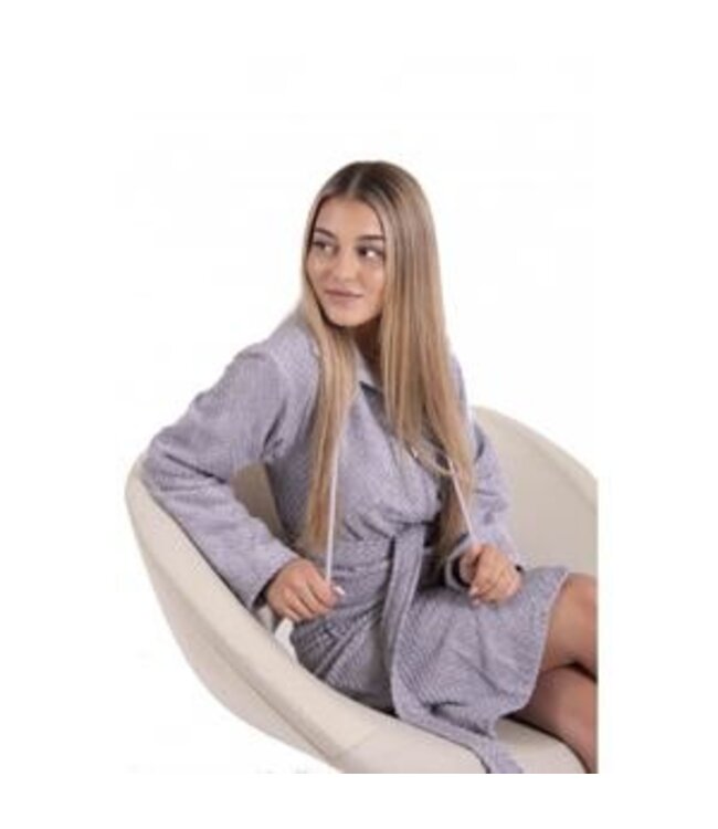 badjas met rits bamboe grijs