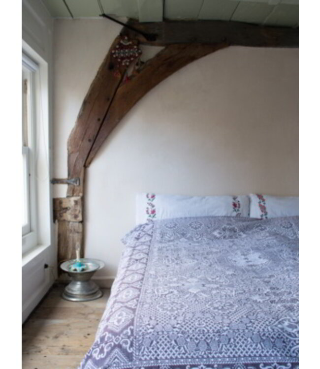 beddensprei Mozaïek aubergine 245x180cm