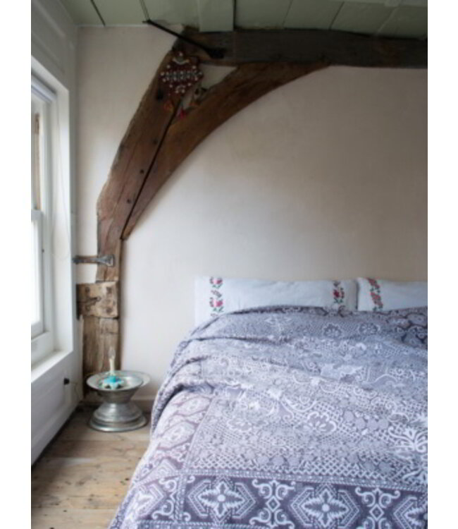 beddensprei Mozaïek aubergine 245x180cm